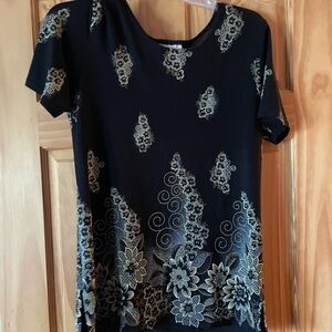 Elegant Black and Gold Floral Women's Blouse